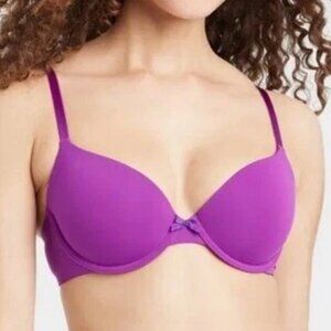 NWT - Auden The Everyday Lightly Lined Demi Coverage Underwire Bra - Purple 34A